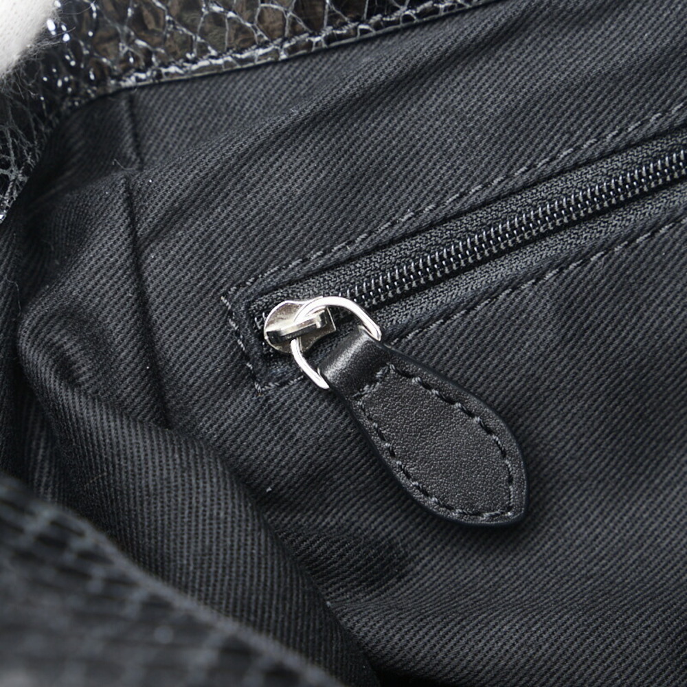 Celine Python Carriage Charm Handbag Shoulder Bag Black Patent Vernis Leather - Picture 6 of 9